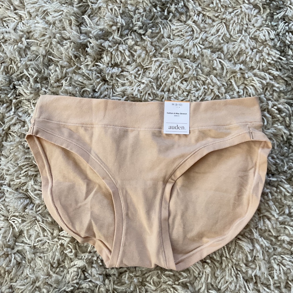 Auden Womens Cotton 4-Way Stretch Bikini Underwear Nude Tan Size M 8-10 NWT